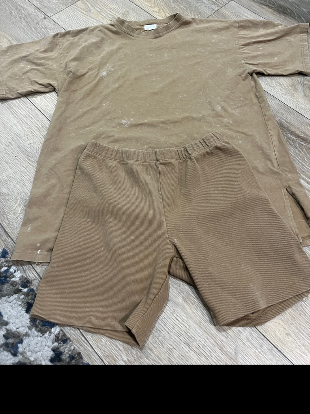 Women's Two-Piece Brown Ribbed Lounge Pajama Set